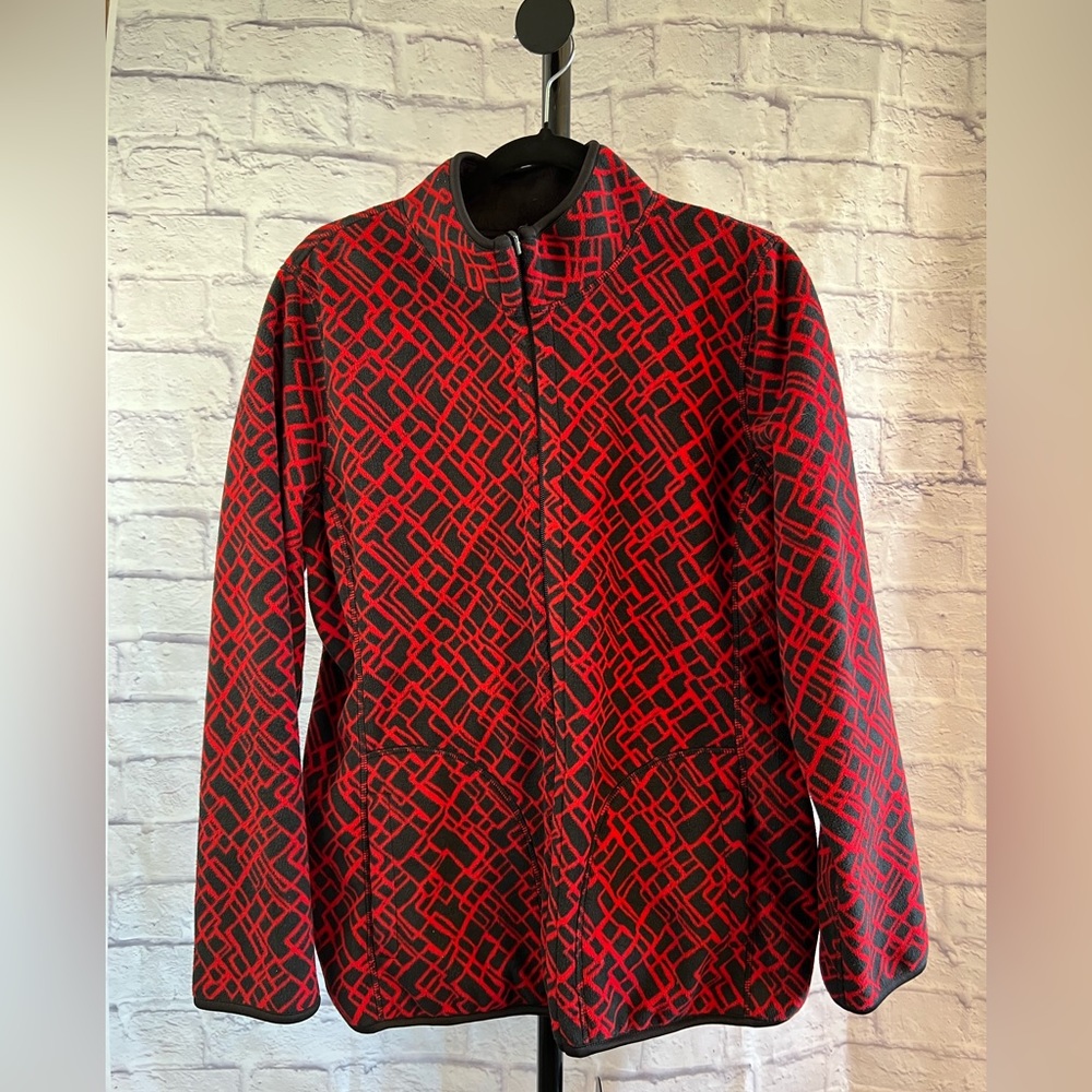 Style & Co Reversible Double Style Black & Red Zipper Jacket - Size Large